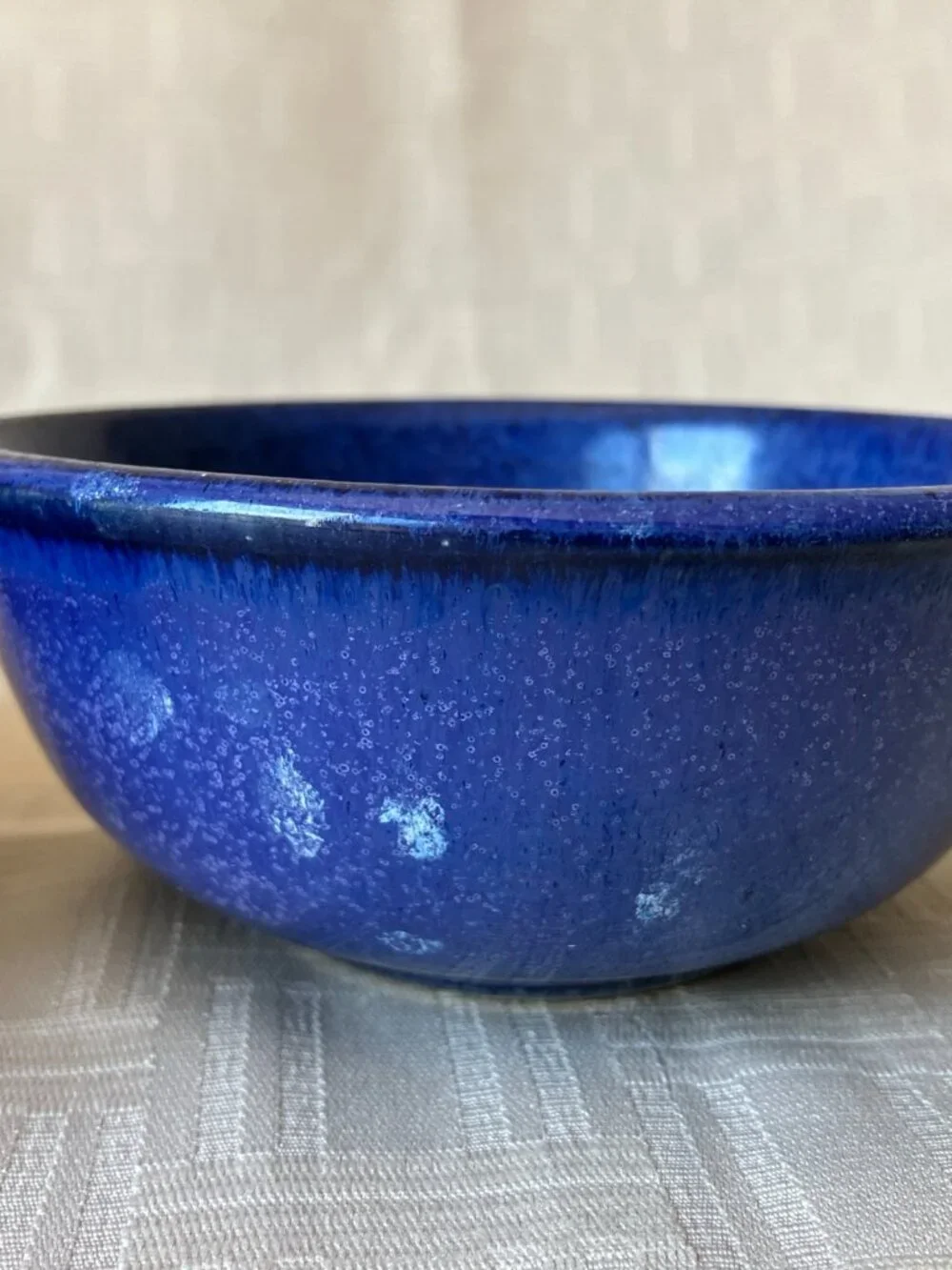Set of 3 Studio Art Speckled Blue Violet Pottery Bowls Signed Hand Thrown Stonew
